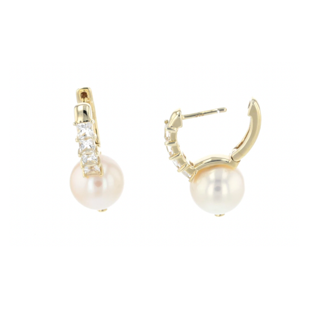 White Topaz Pearl Huggie