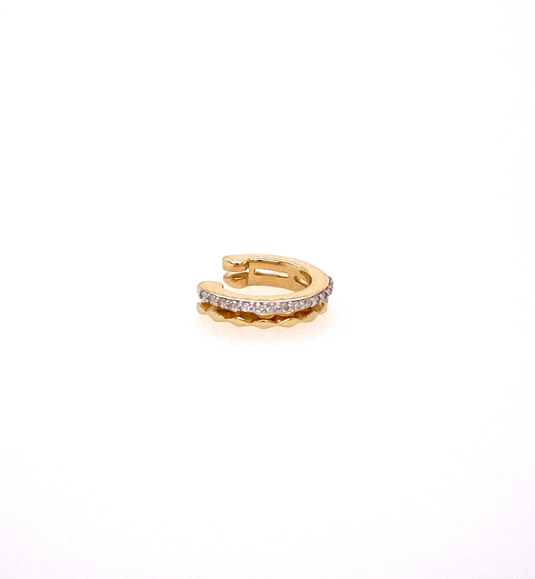2 rows diamond facet ear cuff