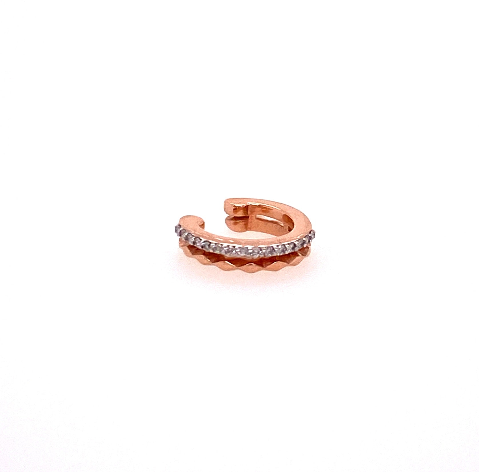 2 rows diamond facet ear cuff