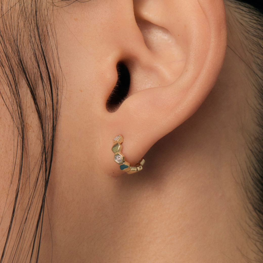 Honeycomb Gold Huggie