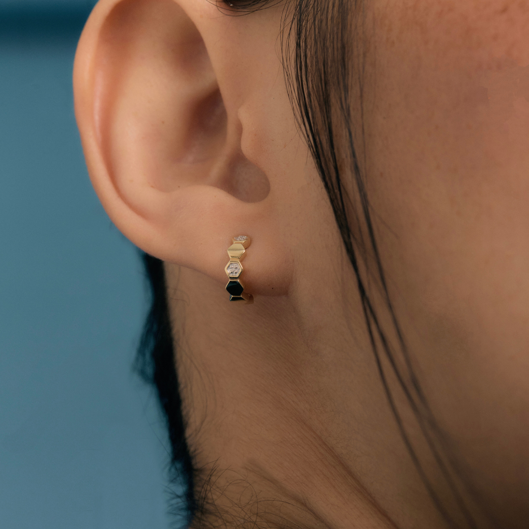 Honeycomb Gold Huggie