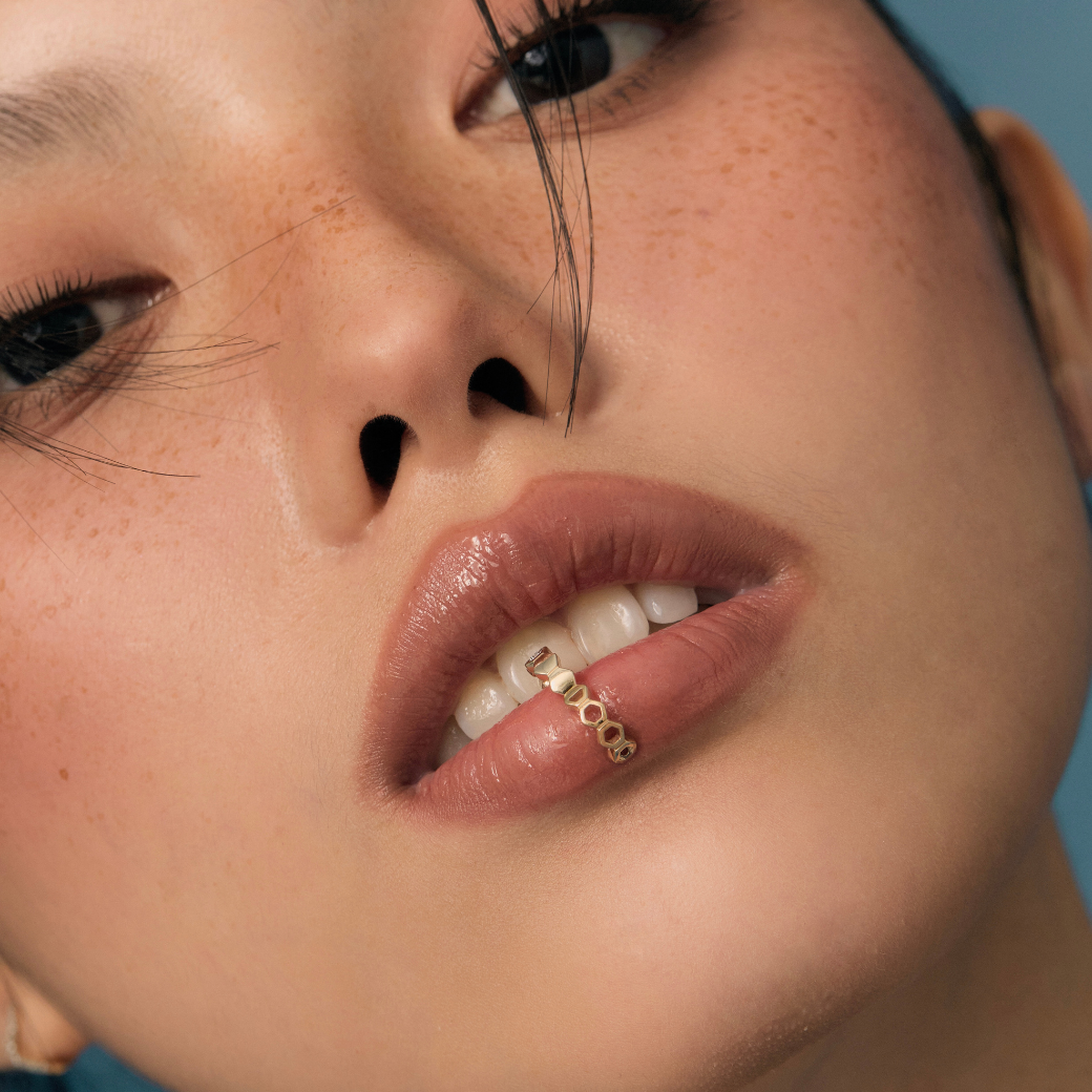 Honeycomb Gold Huggie