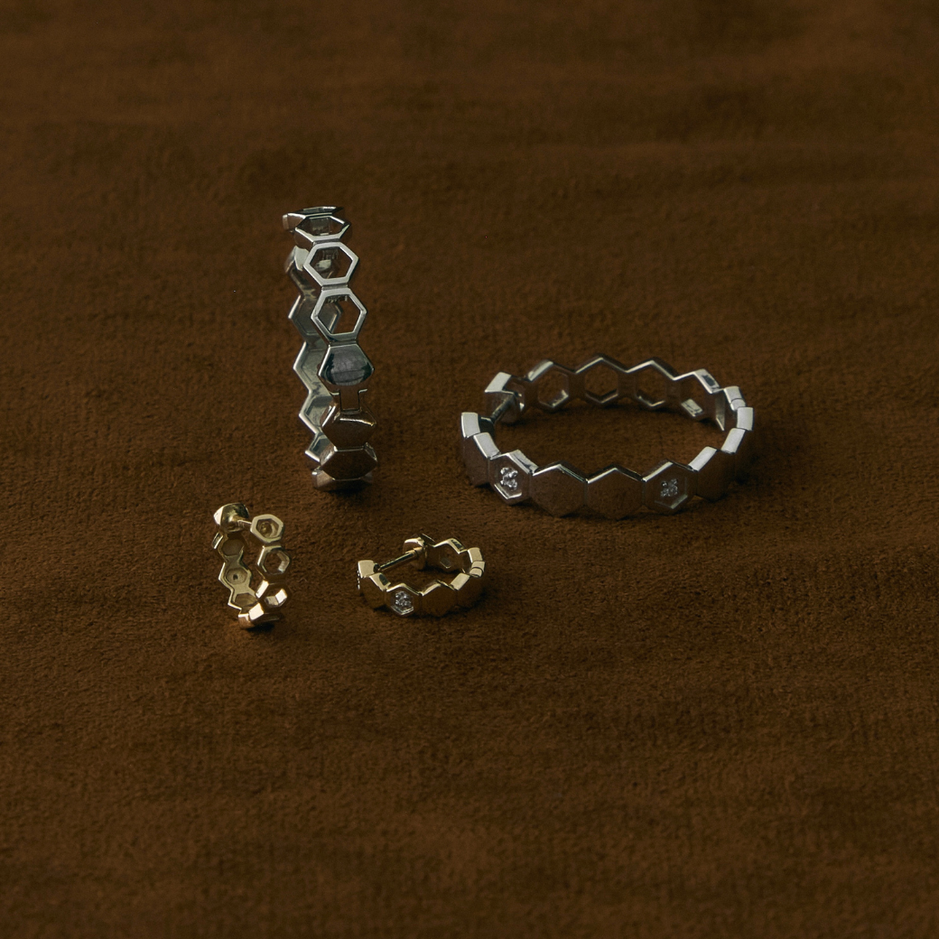 Honeycomb Gold Huggie