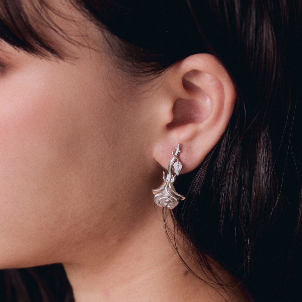 Falling Rose Earrings