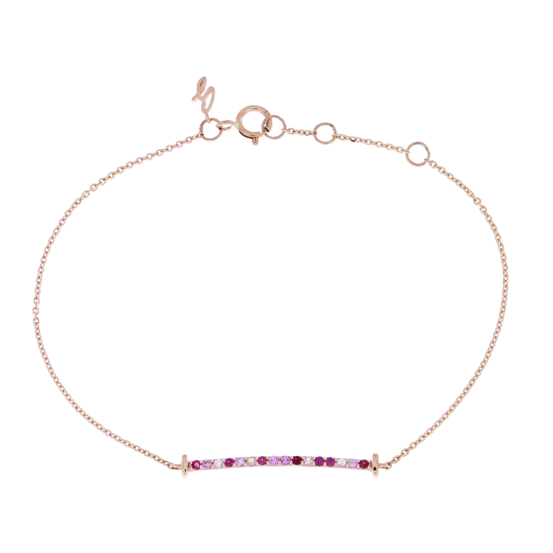 Mixed Pink Sapphire Horseshoe Bracelet