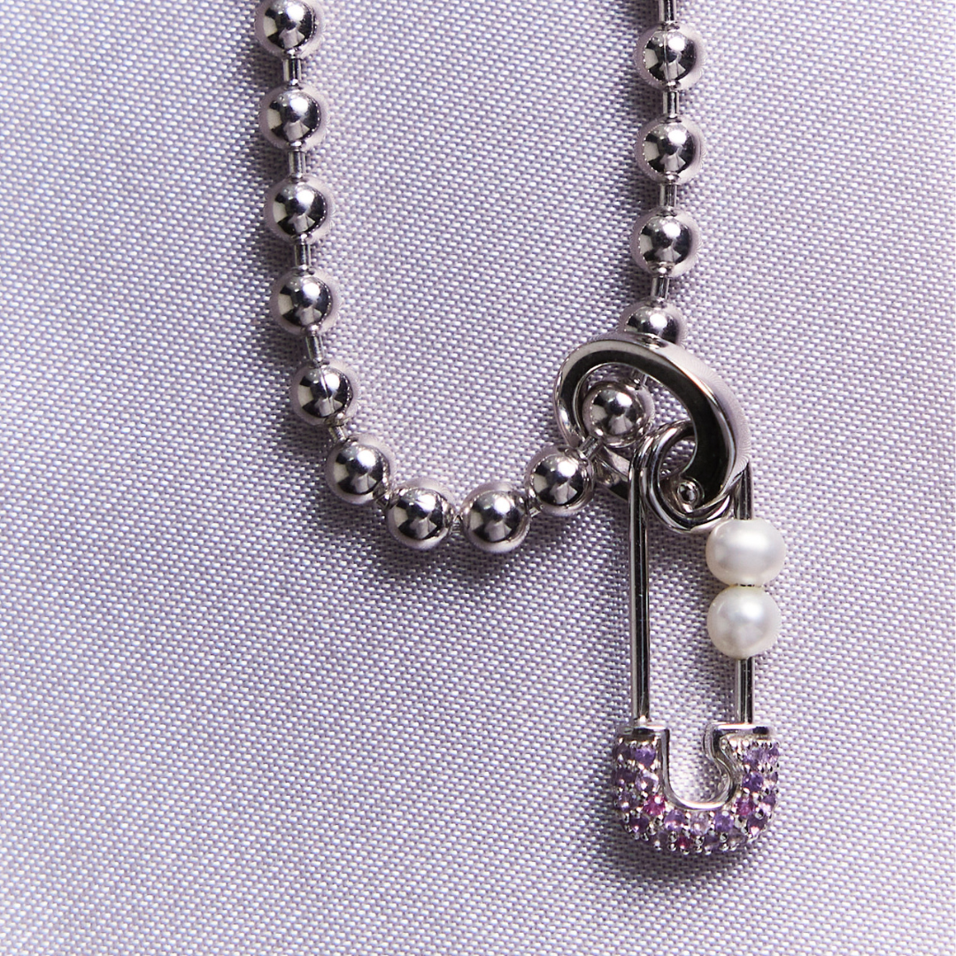 Safety Pin Pearl Pendant