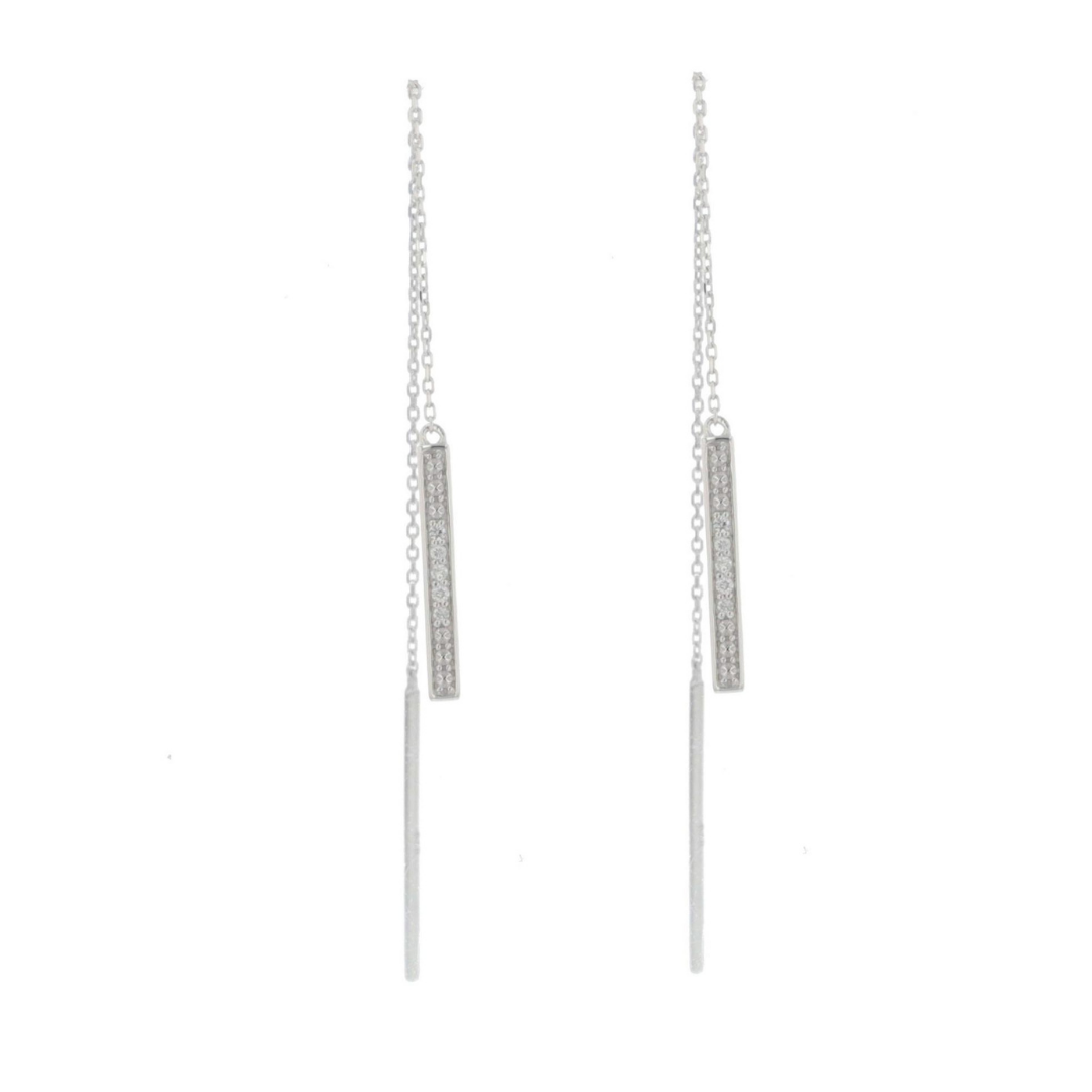 Diamond Bar Chain Earrings