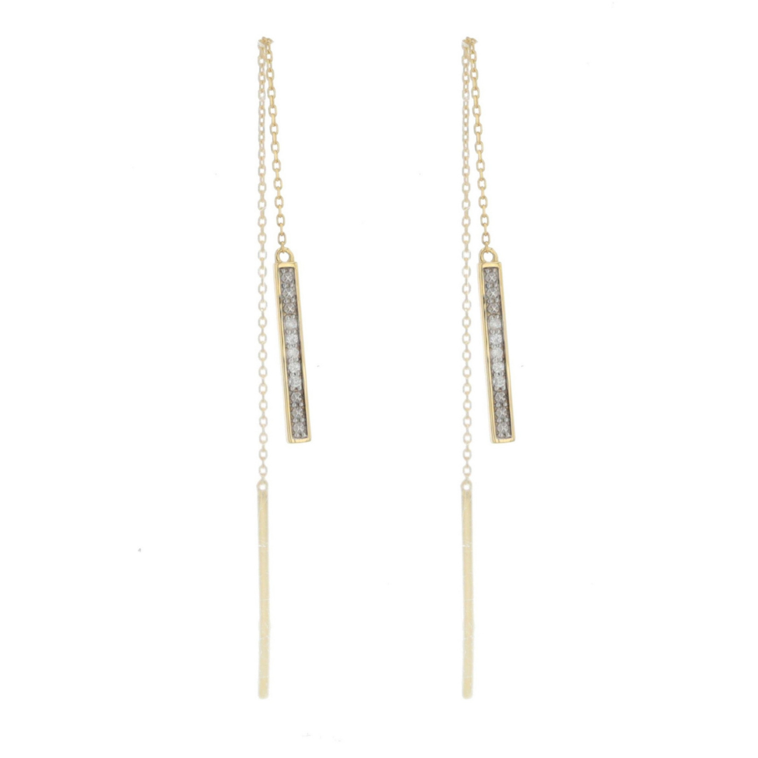 Diamond Bar Chain Earrings