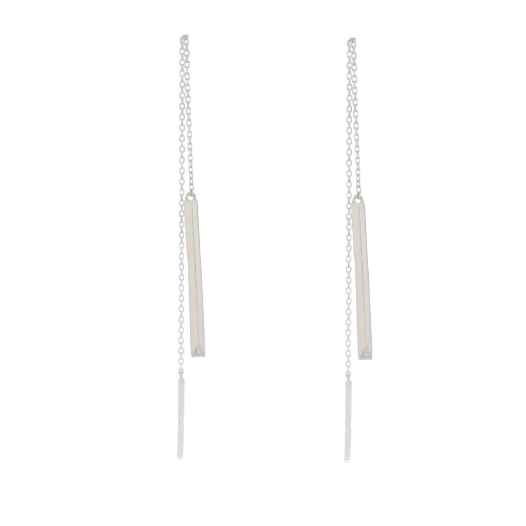 Knife Edge Bar Chain Earrings