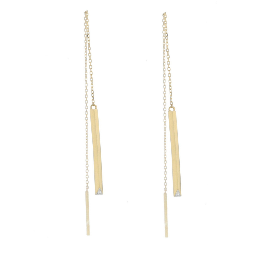 Knife Edge Bar Chain Earrings