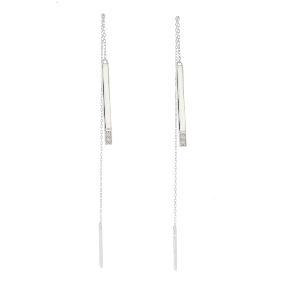 Half Diamond Bar Chain Earrings