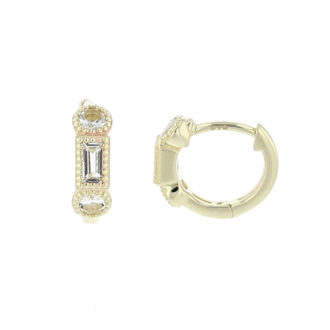 Crown White Topaz Huggie