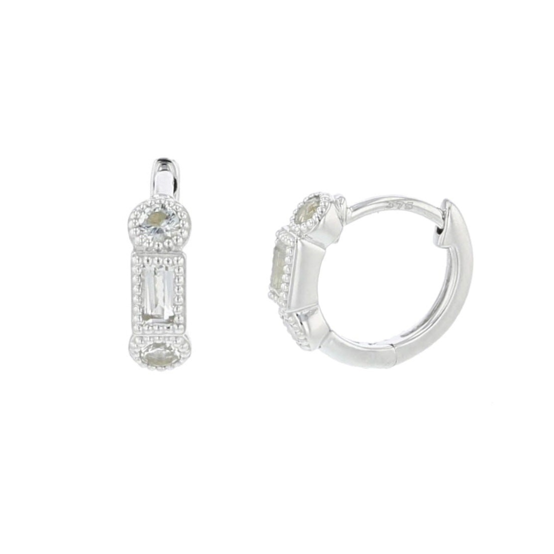 Crown White Topaz Huggie