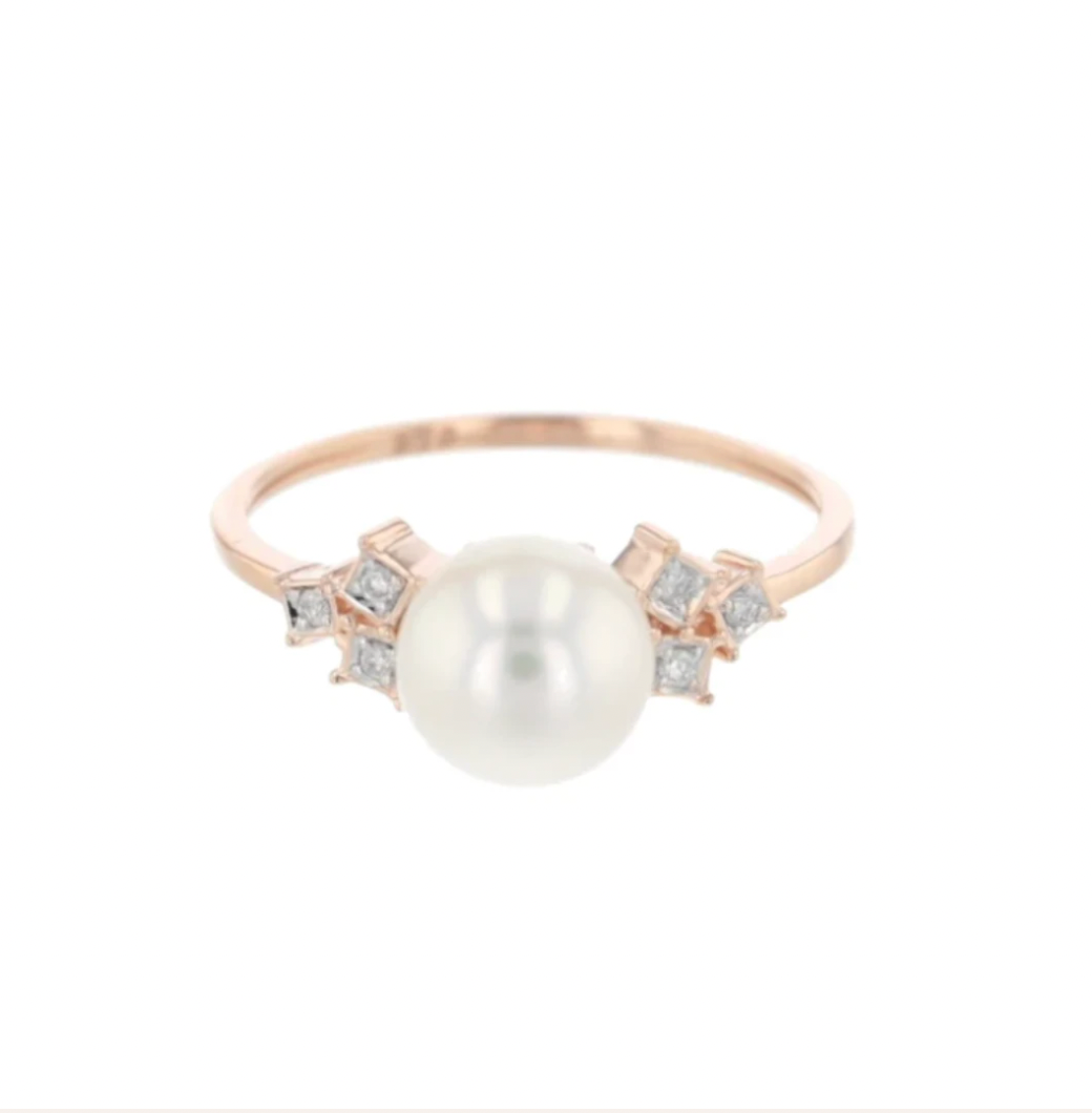 Geometric Pearl Ring