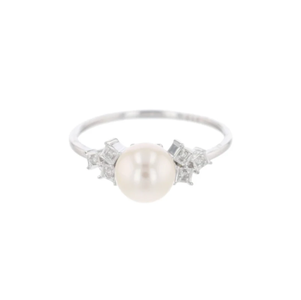 Geometric Pearl Ring